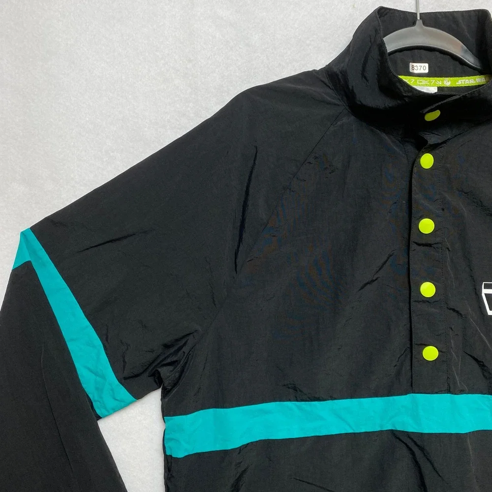 Star Wars Jacket Mens Medium Black Teal Rebel Leader Pullover Neon